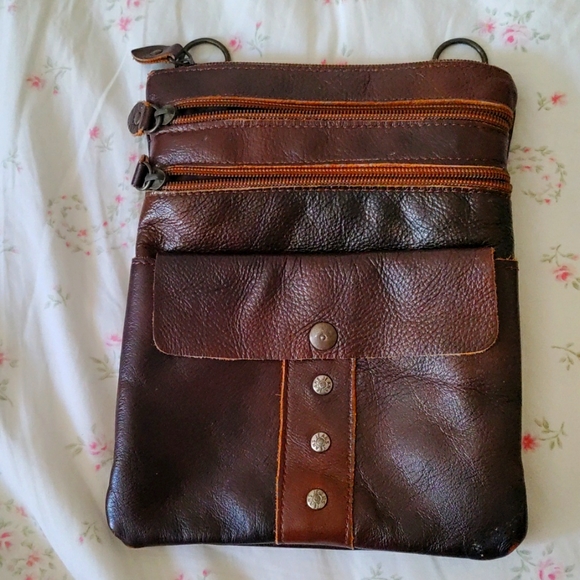 Brown Leather Satchel Purse (no straps) - Picture 1 of 10